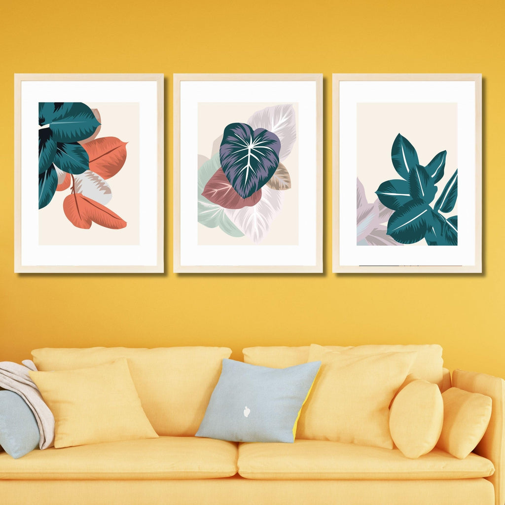 CRAFT QUEST Wall Art Decor Paintings | Set of 3 FLORAL Wall Art Frames for Home Decoration | Ideal for Living Room, Bedroom & Offices