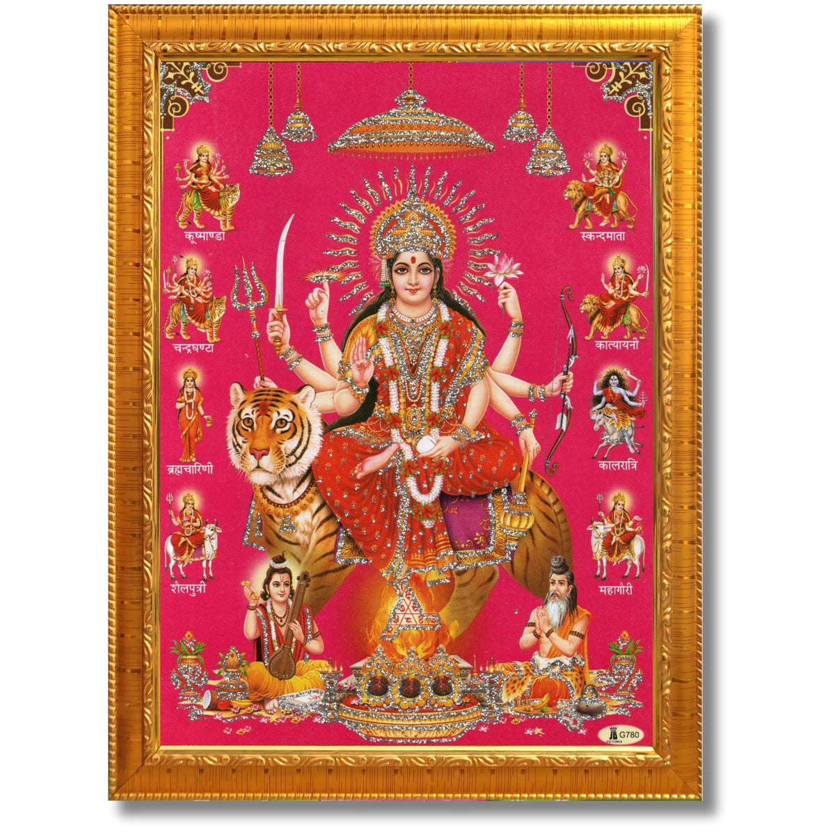 CRAFT QUEST Durga Maa Mata Goddess Nav Navadurga Navdurga Wall Painting Framed Home Décor