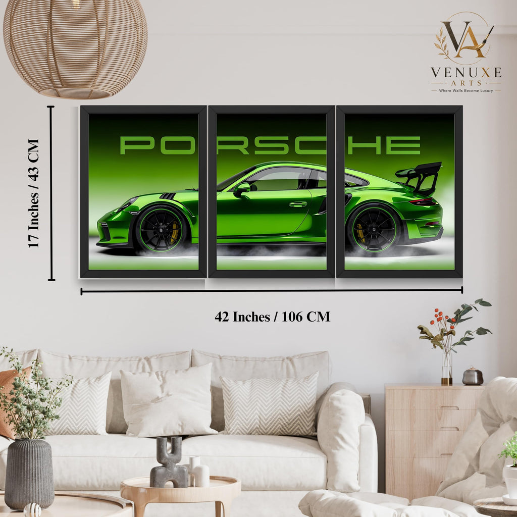 VENUXE ARTS Set Of 3 Big Sports Cars Framed Posters Gift Items for Boys Room Wall Decoration Bedroom, Living Room, Office, Studio Décor | Car Poster Frame for Wall Décor