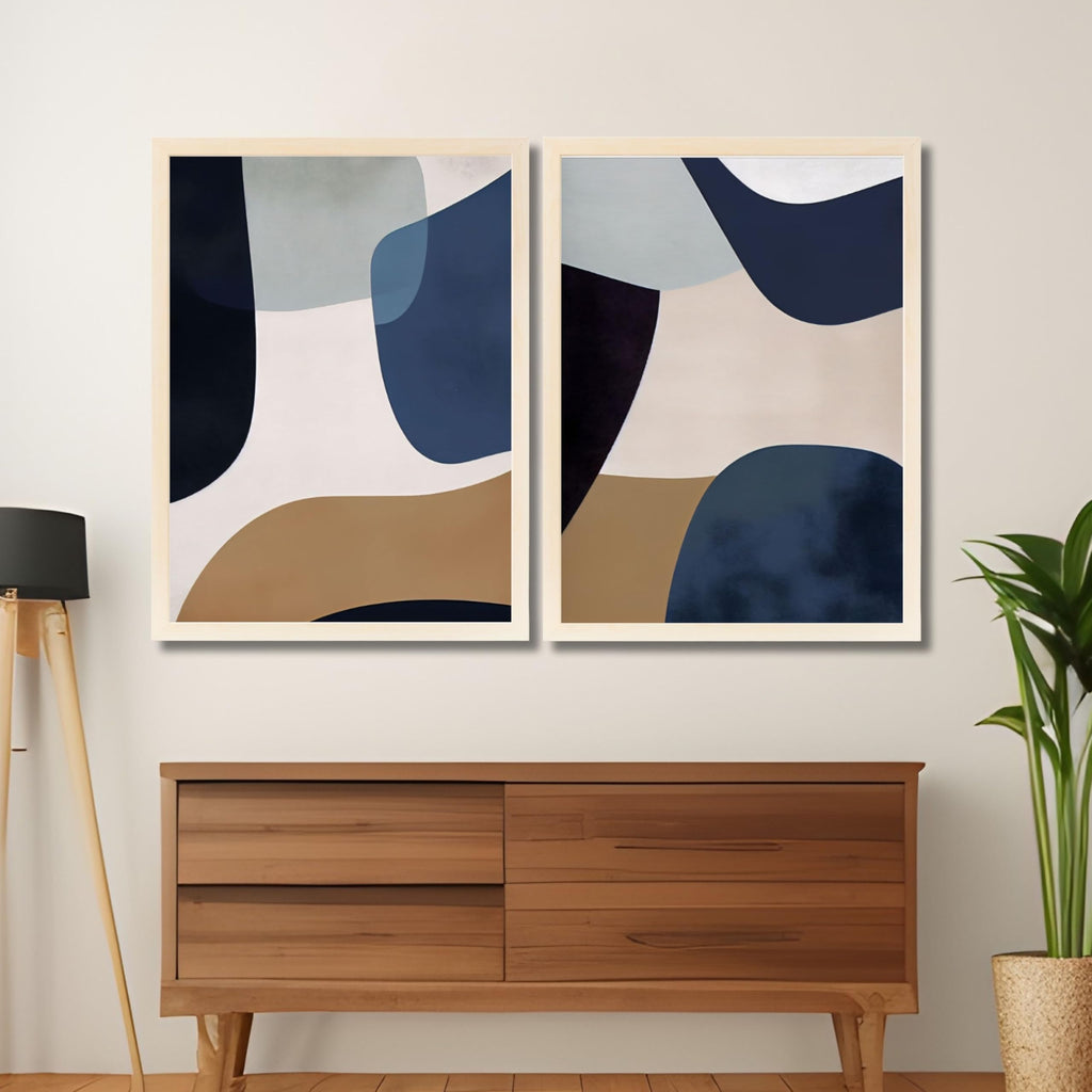 CRAFT QUEST Wall Art Decor Paintings | Set of 2 Abstract Wall Art Frames for Home Decoration | Perfect for Living Room, Bedroom & Office