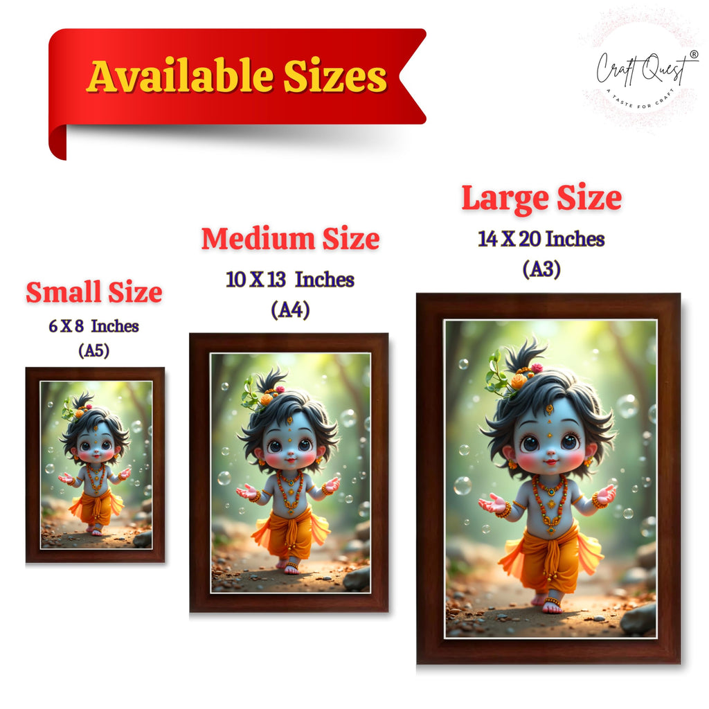 CRAFT QUEST Shri Bal Gopal Painting | Krishna Photo Frames for Walls, Home, Bedroom, Living Room and Home Decor