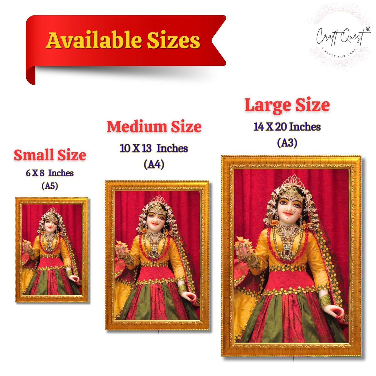 CRAFT QUEST Shri Radha Rani Shringaar Darshan in Vrindavan Photo Frame wooden framed