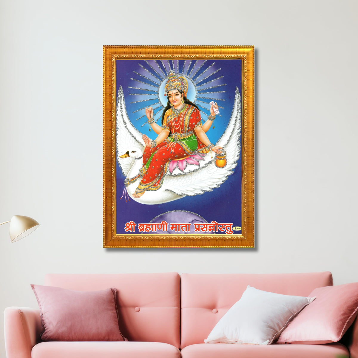CRAFT QUEST Brahmani Maa Mata Mataji Wall Painting Framed Home Decor wooden framed