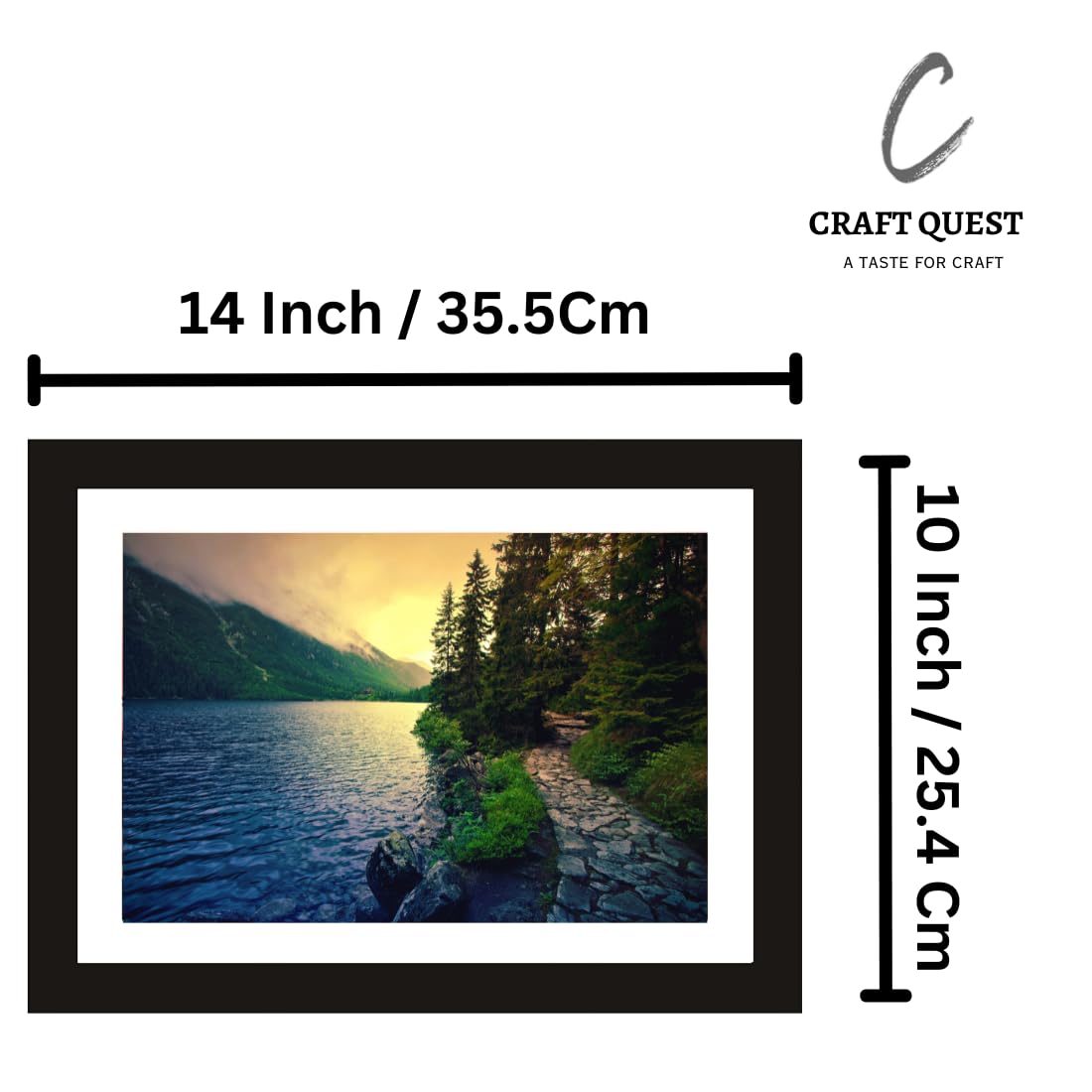 CRAFT QUEST Abstract Modern Ethereal Waves Art Poster Frame for Home & Office Wall Decoration - Portrait, Wall Display (Black, 14x10 Inch Frame with Art Print) (Tropical Reverie)