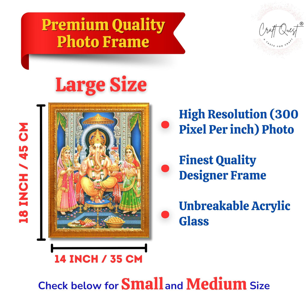 CRAFT QUEST Lord Ganesha Ganpati ji Modern Wall Painting With Frame For Pooja, Home and Office Decor,