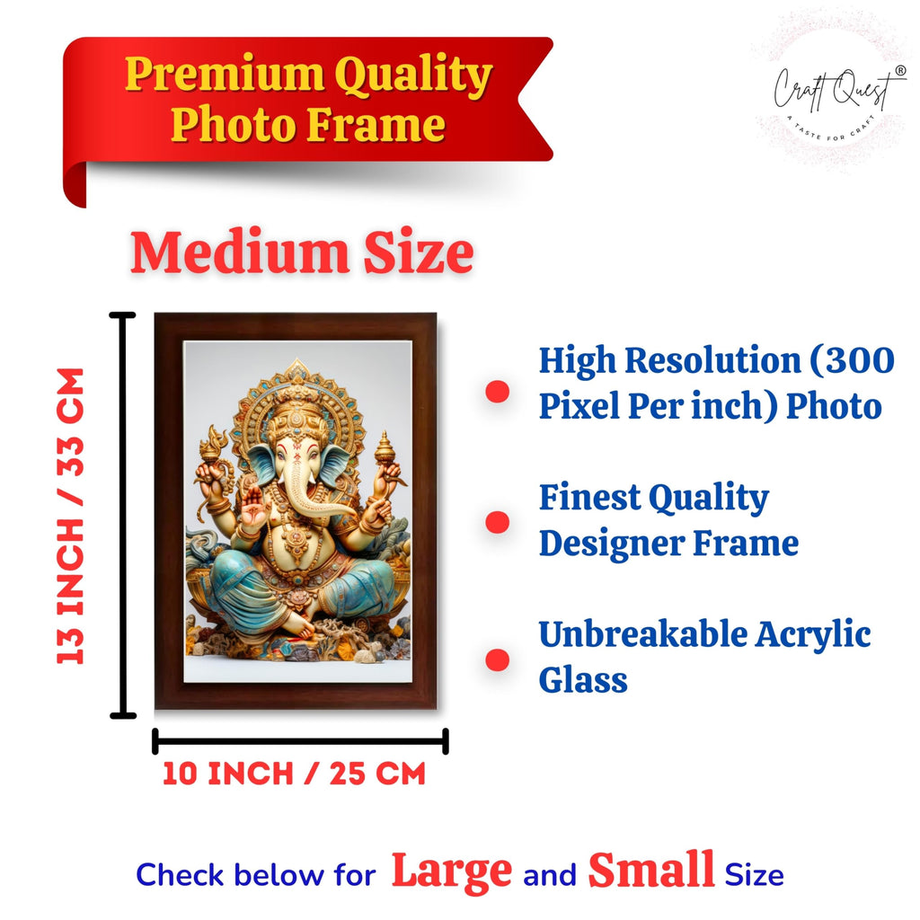 CRAFT QUEST Lord Ganpati Modern Wall Art Painting With Frame For Pooja, Home and Office Decor
