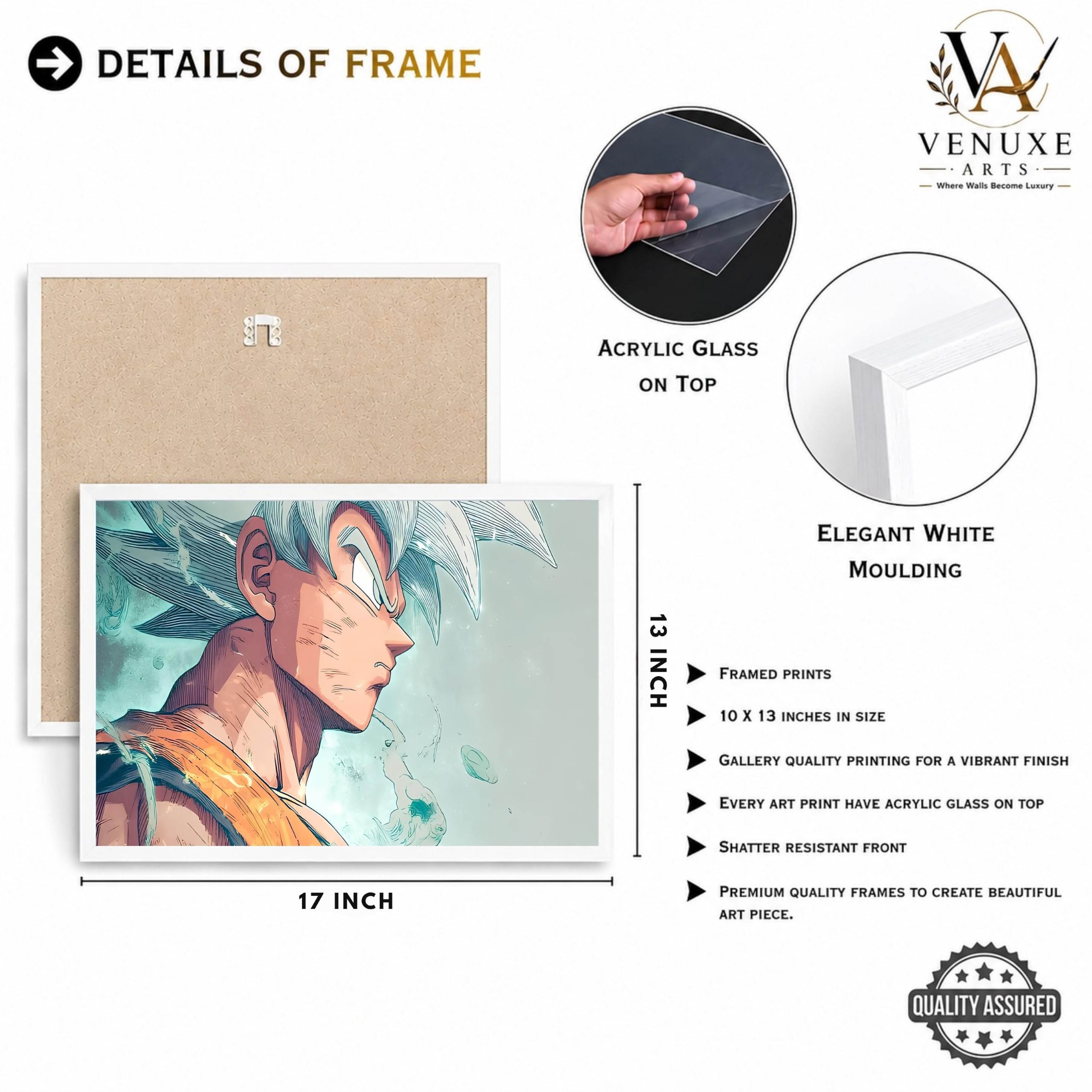 VENUXE ARTS Set Of 3 Anime Characters Wall Framed |Anime Characters Framed Poster for Living Room Bedroom Gaming Room Studio Wall Decor