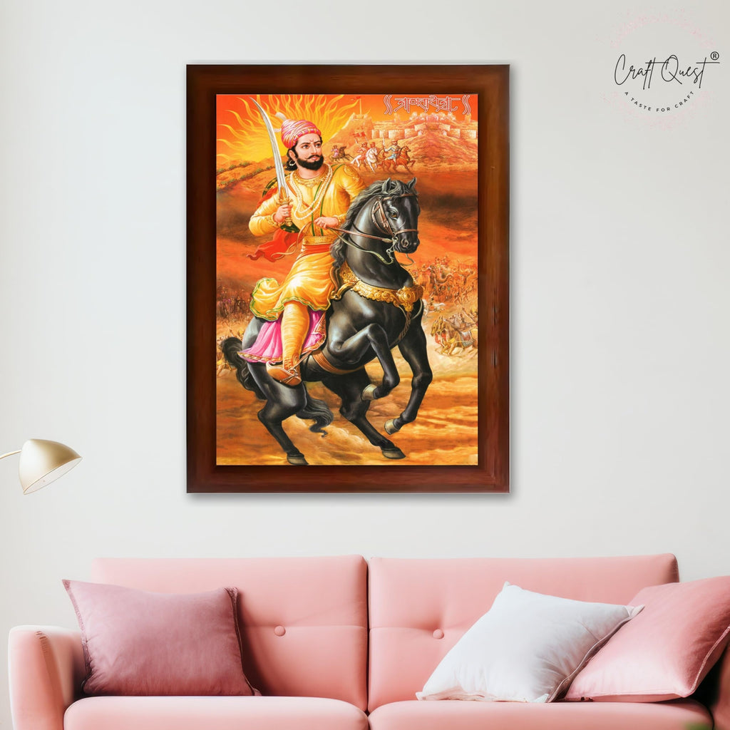 CRAFT QUEST Chattrapati Shivaji Maharaj Wall Photo Frame With Acrylic Sheet | For Living, Pooja Room | Home Decoration Item | Best Gifting Option