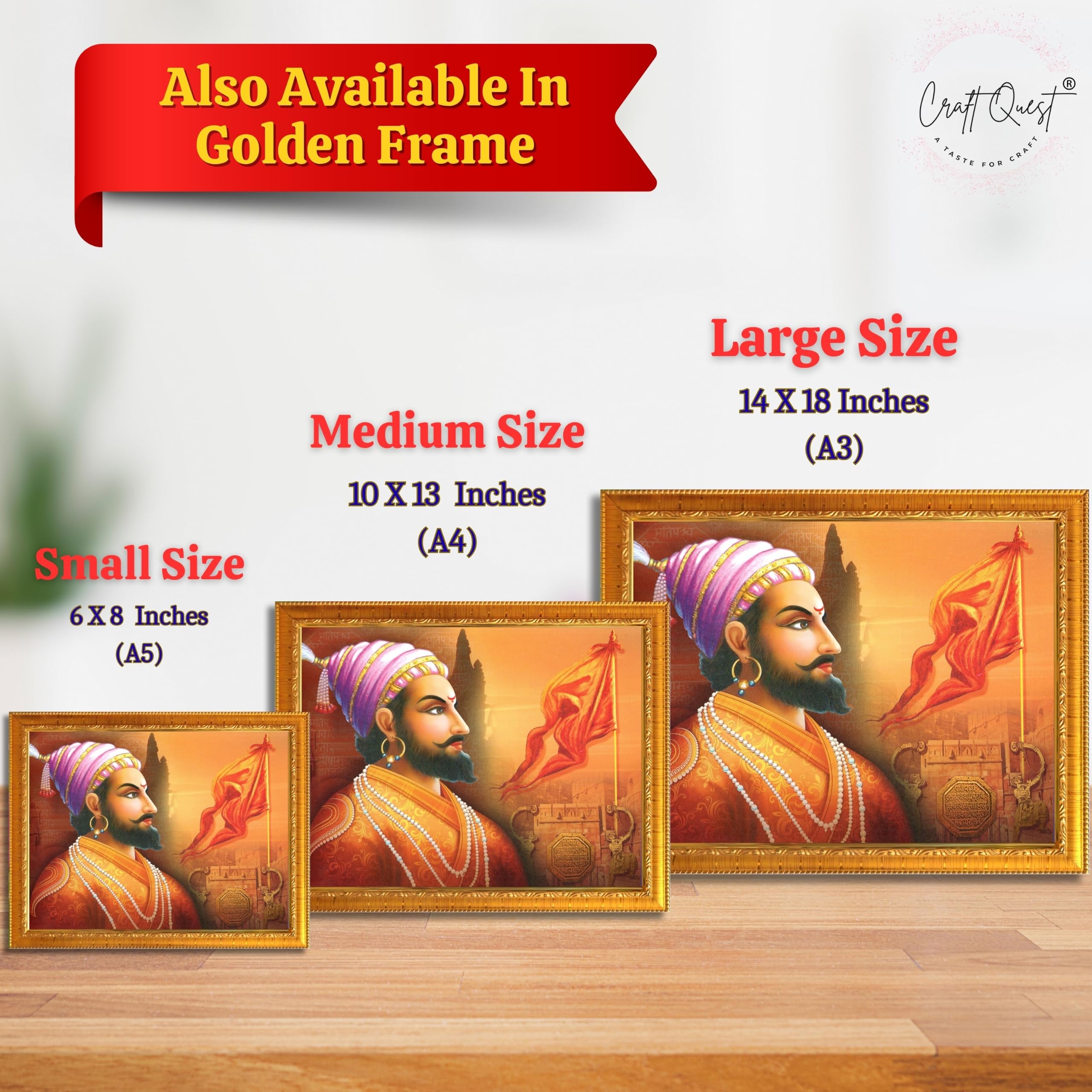 CRAFT QUEST Shri Chhatrapati Shivaji Maharaj Wall Photo Frame | Lightweight | Home Decoration Item | Best Gifting Option