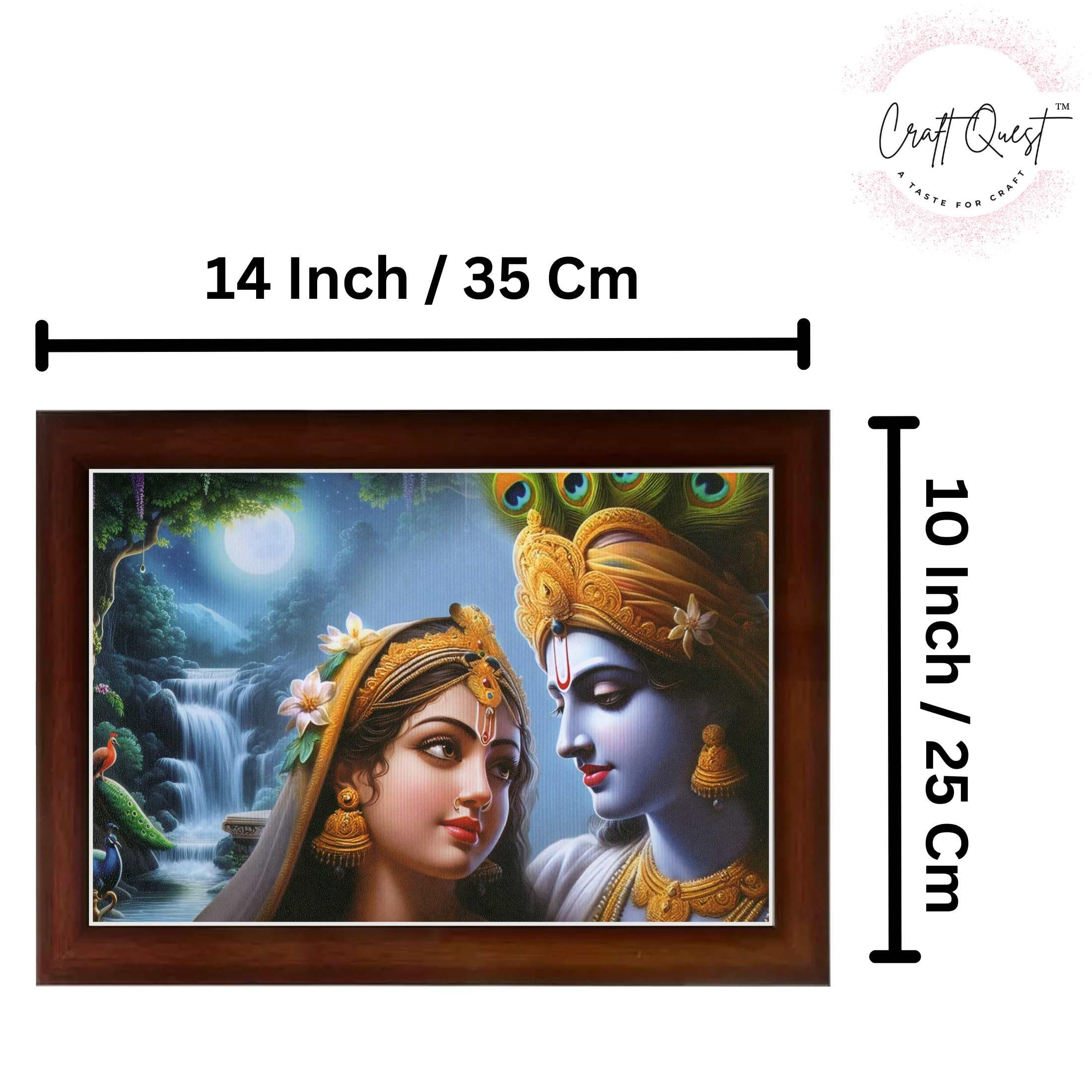 CRAFT QUEST Radha Krishna Art Photo Framed Painting for Home and Bedroom Wall Decoration of Size 14X10 Inches with Frame And Acrylic Glass RK206