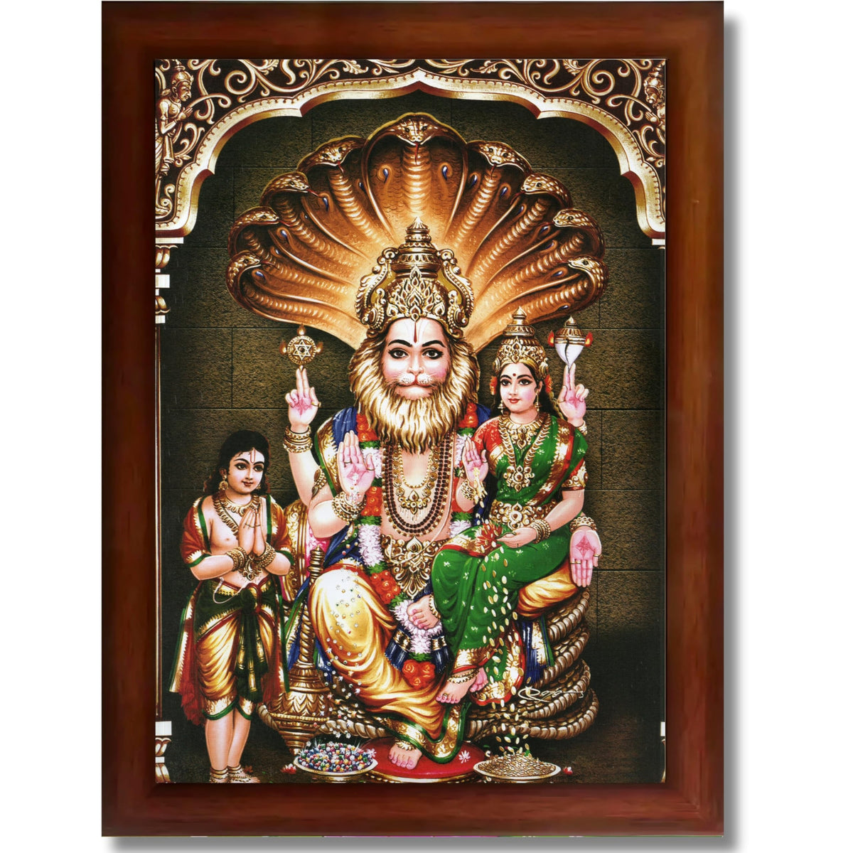CRAFT QUEST Lakshmi Narasimha Swamy Lord Narsingh Bhagwan Photo Framed | Acrylic Glass, Lightweight | Ideal for Home, Office, Temple & Puja Room, Wall Decor