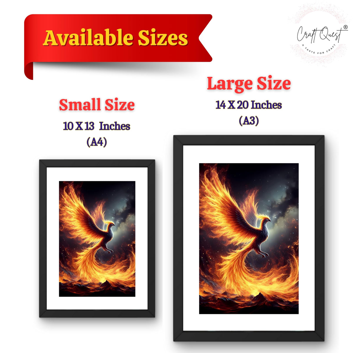 CRAFT QUEST Phoenix Bird Painting – Rising Phoenix Vastu Wall Art – Wall Decoration – Positive Energy Painting for Success, Growth & Spiritual Inspiration