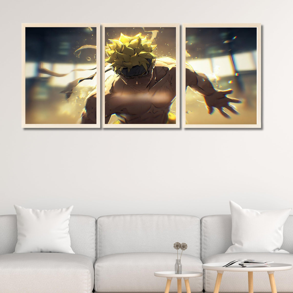 VENUXE ARTS Set Of 3 Anime Characters Wall Framed |Anime Characters Framed Poster for Living Room Bedroom Gaming Room Studio Wall Decor