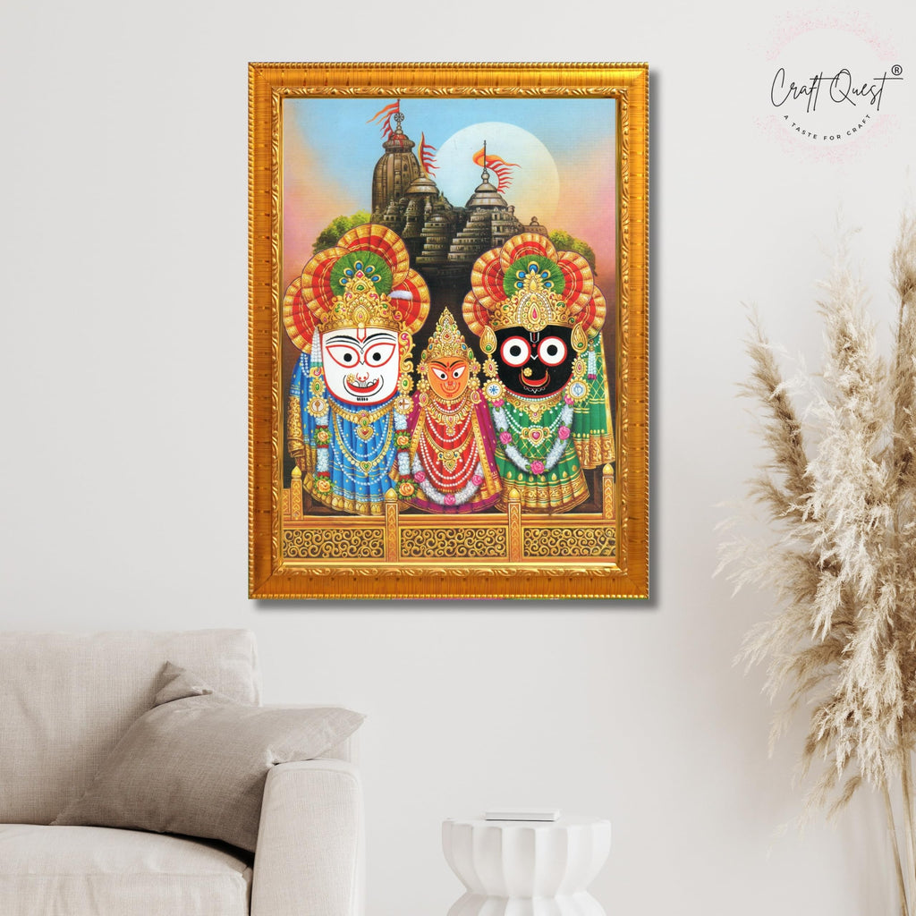 CRAFT QUEST Jagannath Wall Hanging Photo Frame for Pooja Room, Hindu Spiritual Frame for Home, God Temple Decor Gift Item