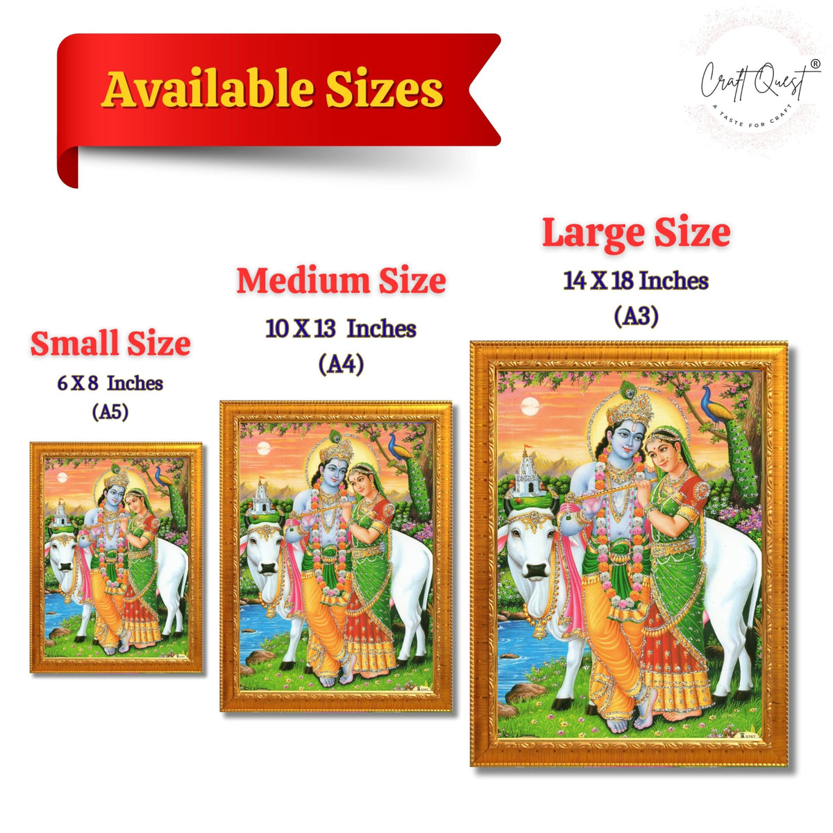 CRAFT QUEST Radha Krishna Photo Frame Radhe Radhakrishna Wall Painting Framed Home Décor