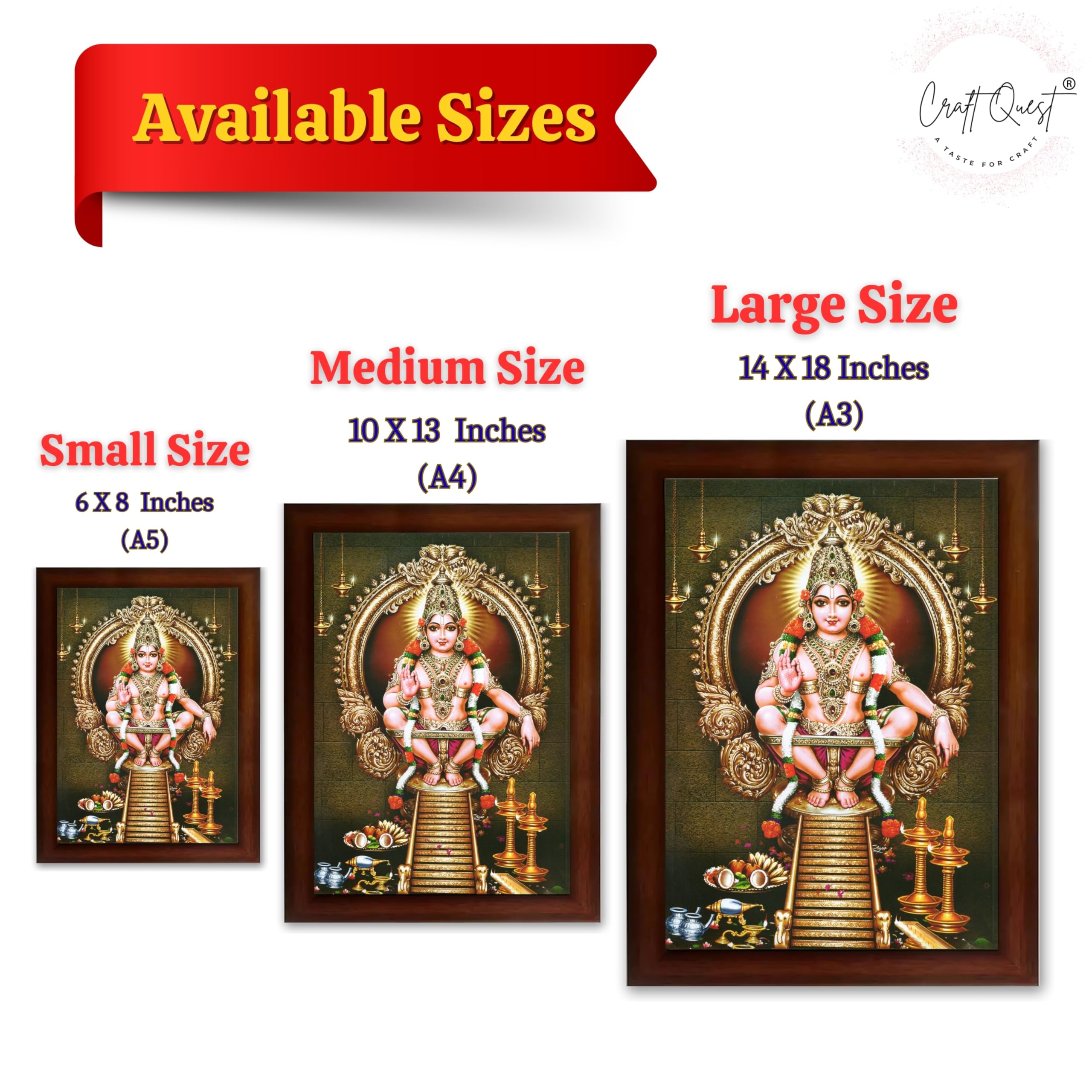 CRAFT QUEST Lord Swami Ayyappa Swamy Ayyappan Iyyappan South photo Frame For Wall Painting,Temple, Pooja, Home Décor Items