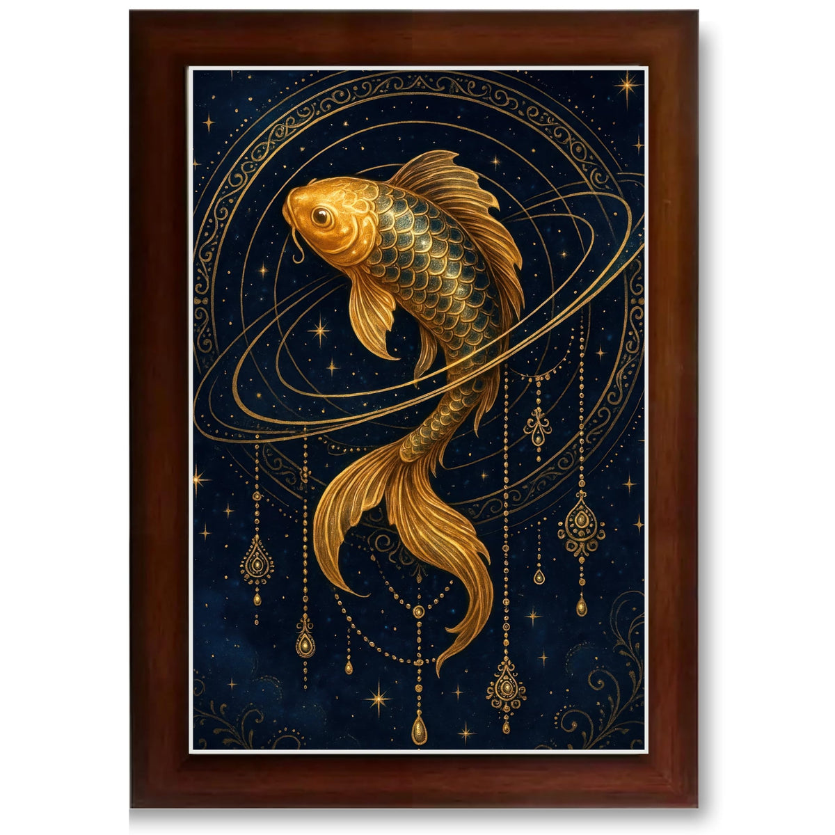 CRAFT QUEST Vastu Fishes Painting With Floating Photo Frame Home Office Wall Decor | Paintings for Home Decoration, Living room, Bedroom and Office Décor