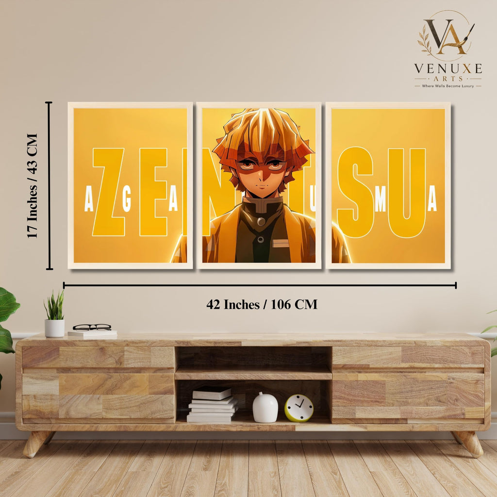 VENUXE ARTS Set Of 3 Anime Characters Wall Framed |Anime Characters Framed Poster for Living Room Bedroom Gaming Room Studio Wall Decor