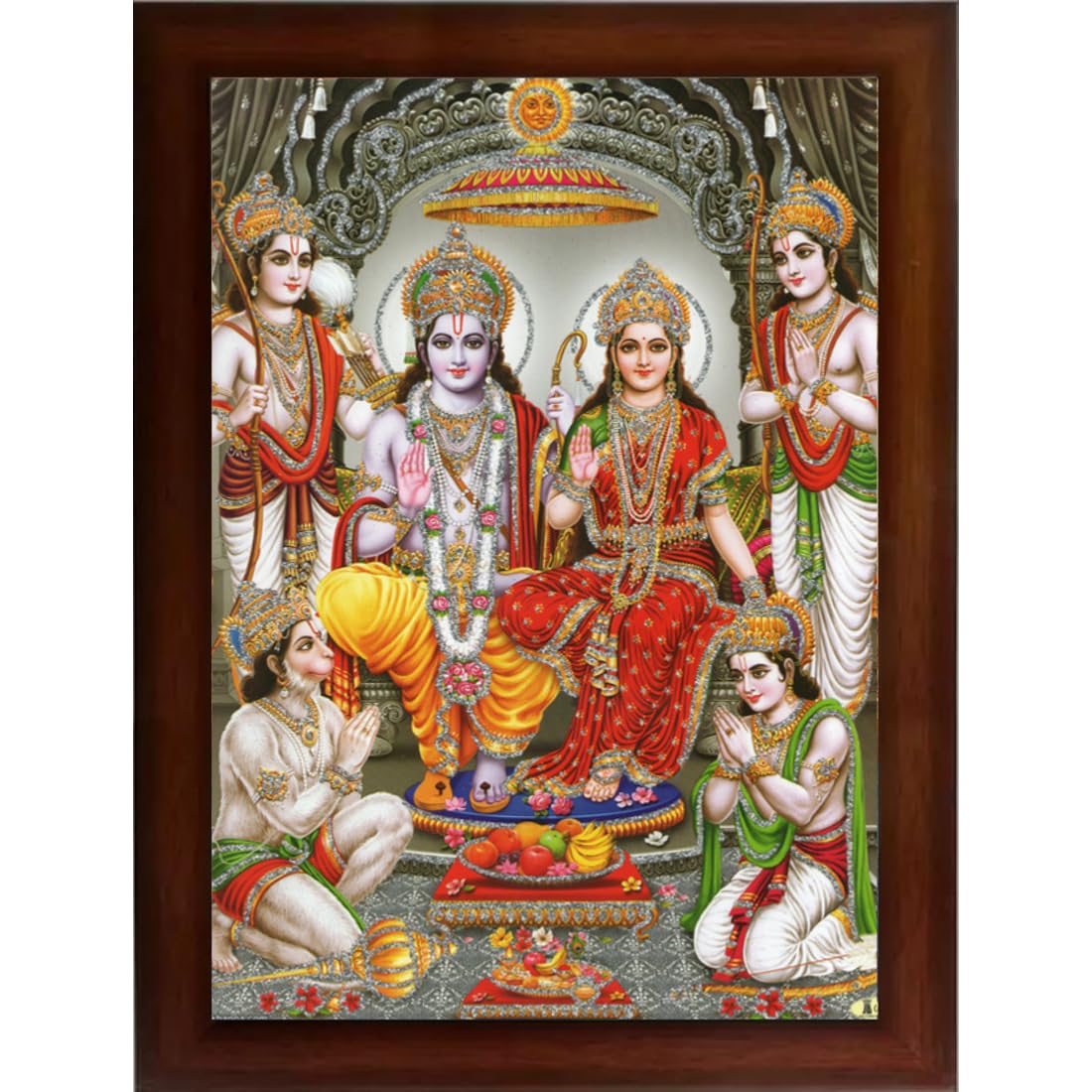 CRAFT QUEST Shree Ram Darbar Sparkle Coated Framed Home Decorative Gift Item Painting (14 X 10 Inches, Multicolour,Religious)