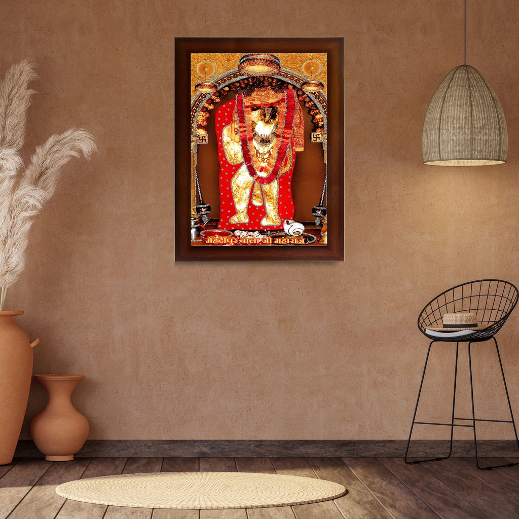CRAFT QUEST Mehndipur balaji Hanuman | Bajrangbali Religious Photo with frame for Home Decorative Item