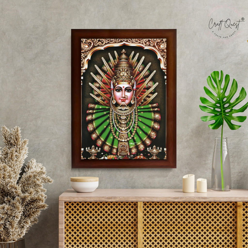 CRAFT QUEST Renuka Devi Yellamma Mata Ellamma Thalli Wall Photo Frame | South God Picture Frame for Home, Office, Temple & Gifting, Decor