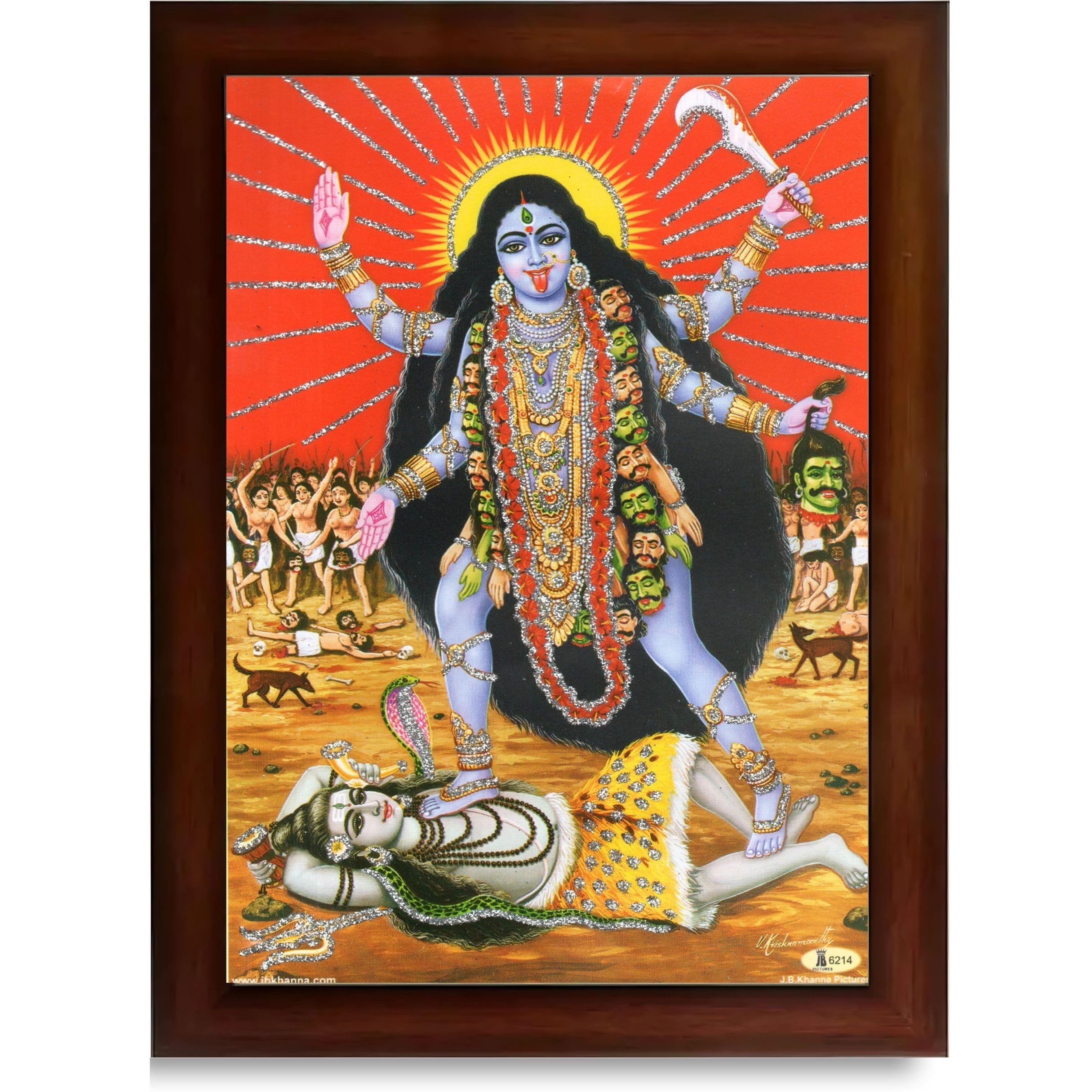 CRAFT QUEST Kali Mata photo with frame, God Religious Framed With Acrylic Glass