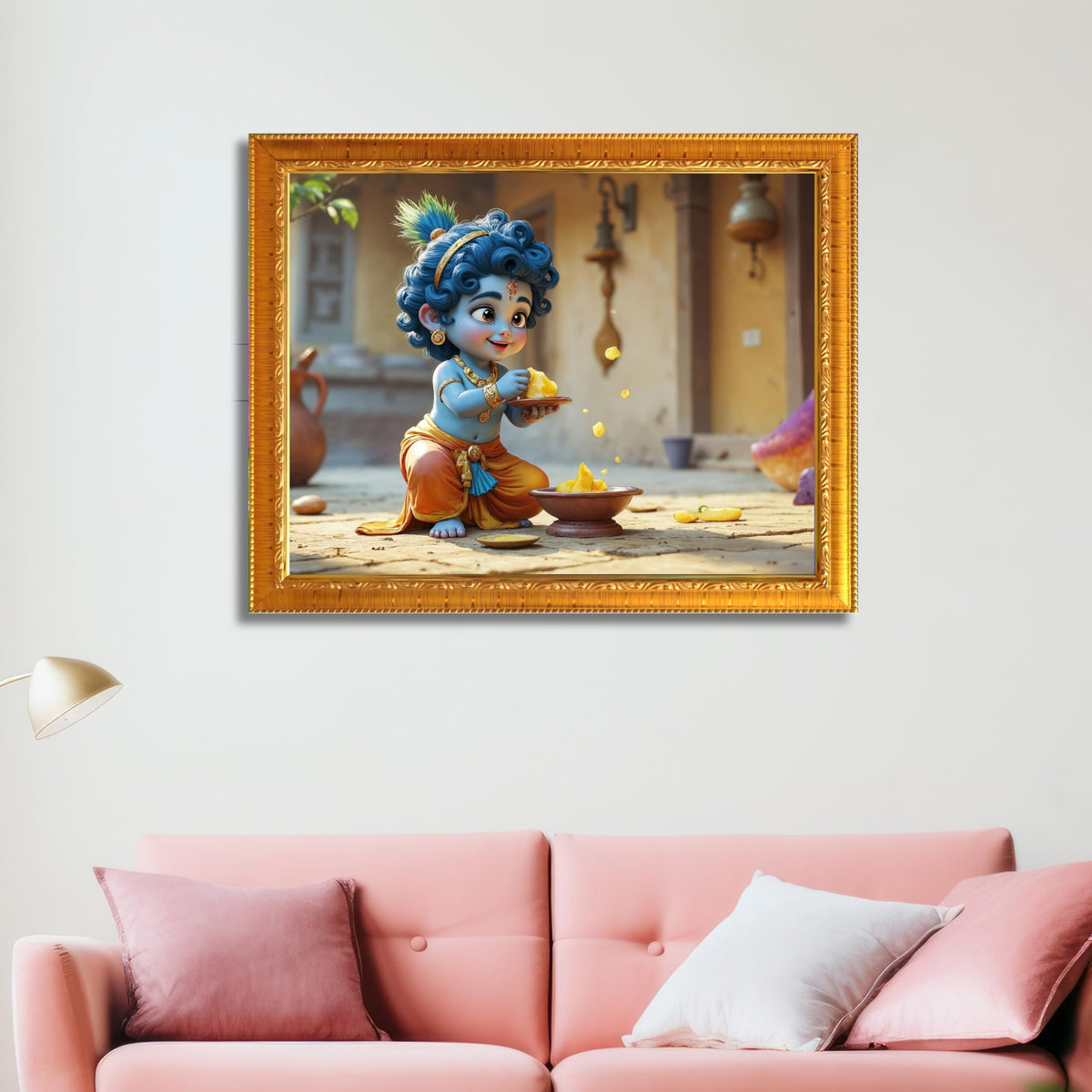CRAFT QUEST Shri Bal Gopal Painting | Baby Krishna Photo Frame | Krishna Photo Frames for Walls, Home, Living Room and Home Décor