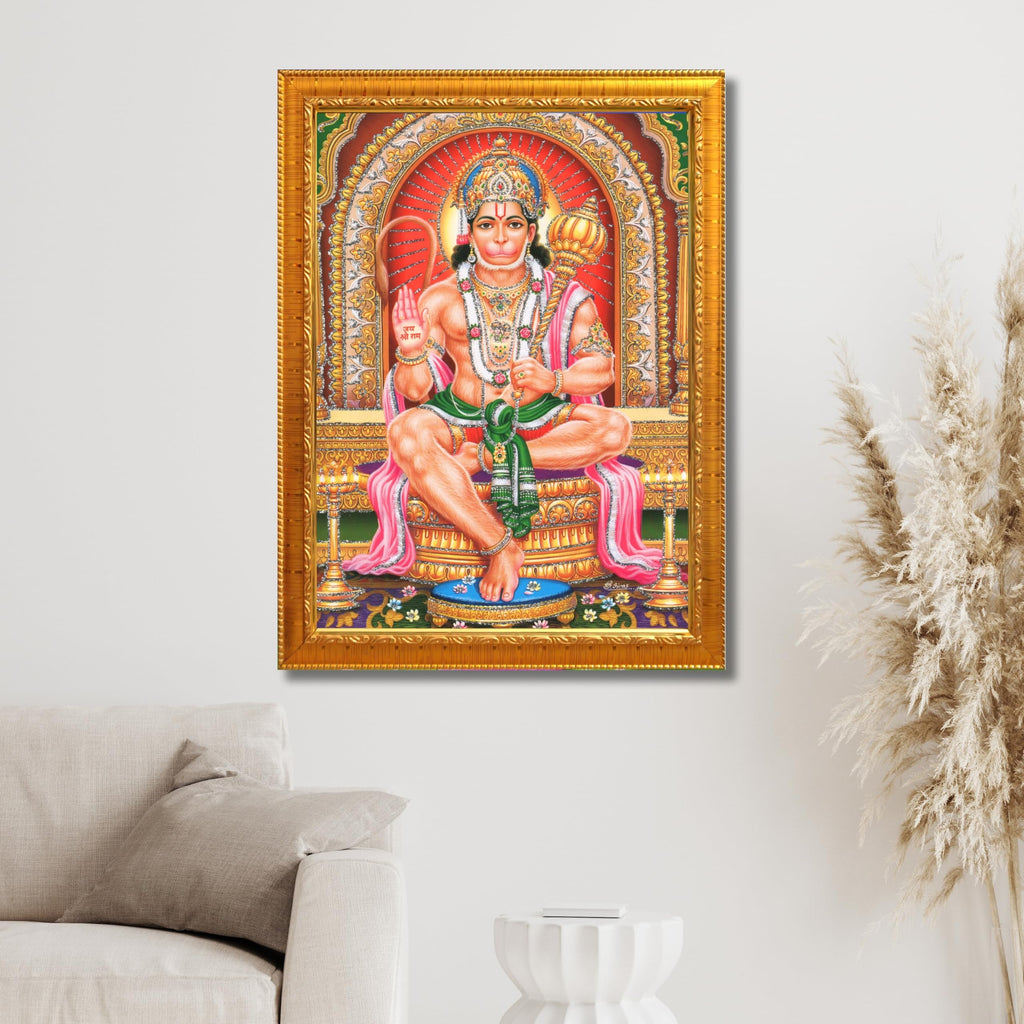 CRAFT QUEST Hanuman JI | Bajrangbali Religious Photo frame Decorative Item Synthetic frame