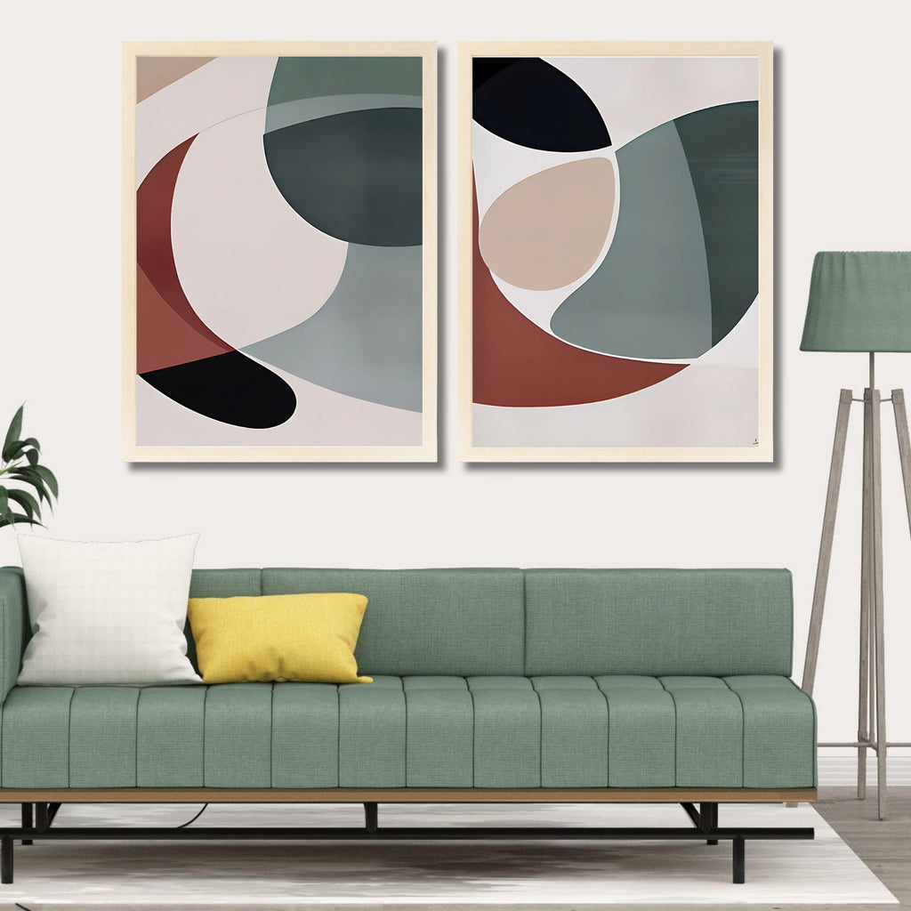 CRAFT QUEST Wall Art Decor Paintings | Set of 2 Minimalist Wall Art Frames for Home Decoration | Perfect for Living Room, Bedroom & Office