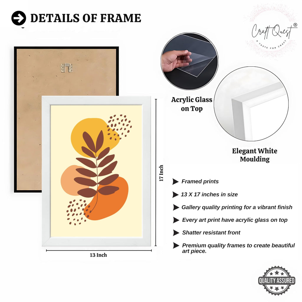 CRAFT QUEST Wall Art Decor Paintings | Set of 3 BOHO Wall Art Frames for Home Decoration | Ideal for Living Room, Offices & Bedrooms