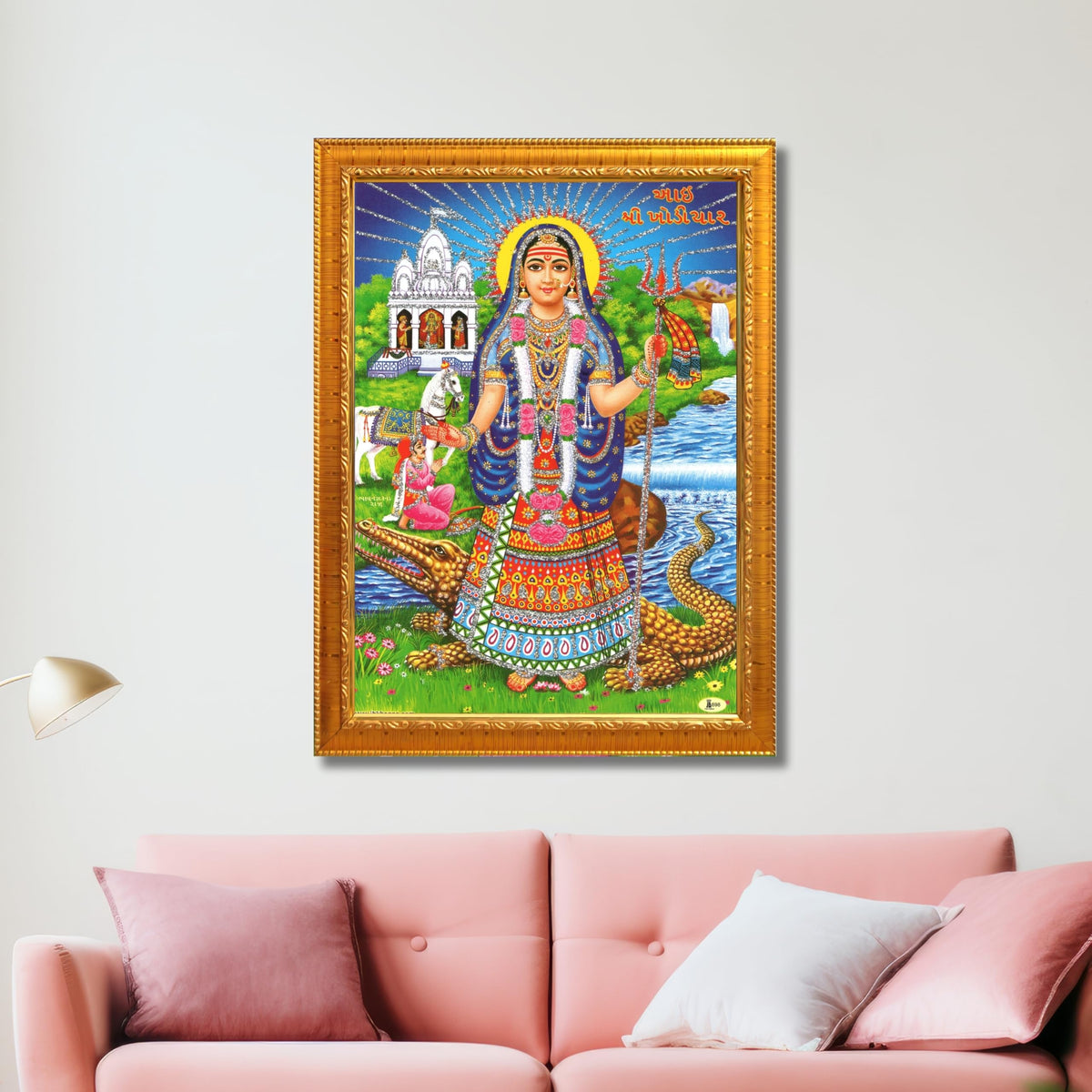 CRAFT QUEST Khodiyar Maa Mata Wall Painting Framed Home Décor wooden framed