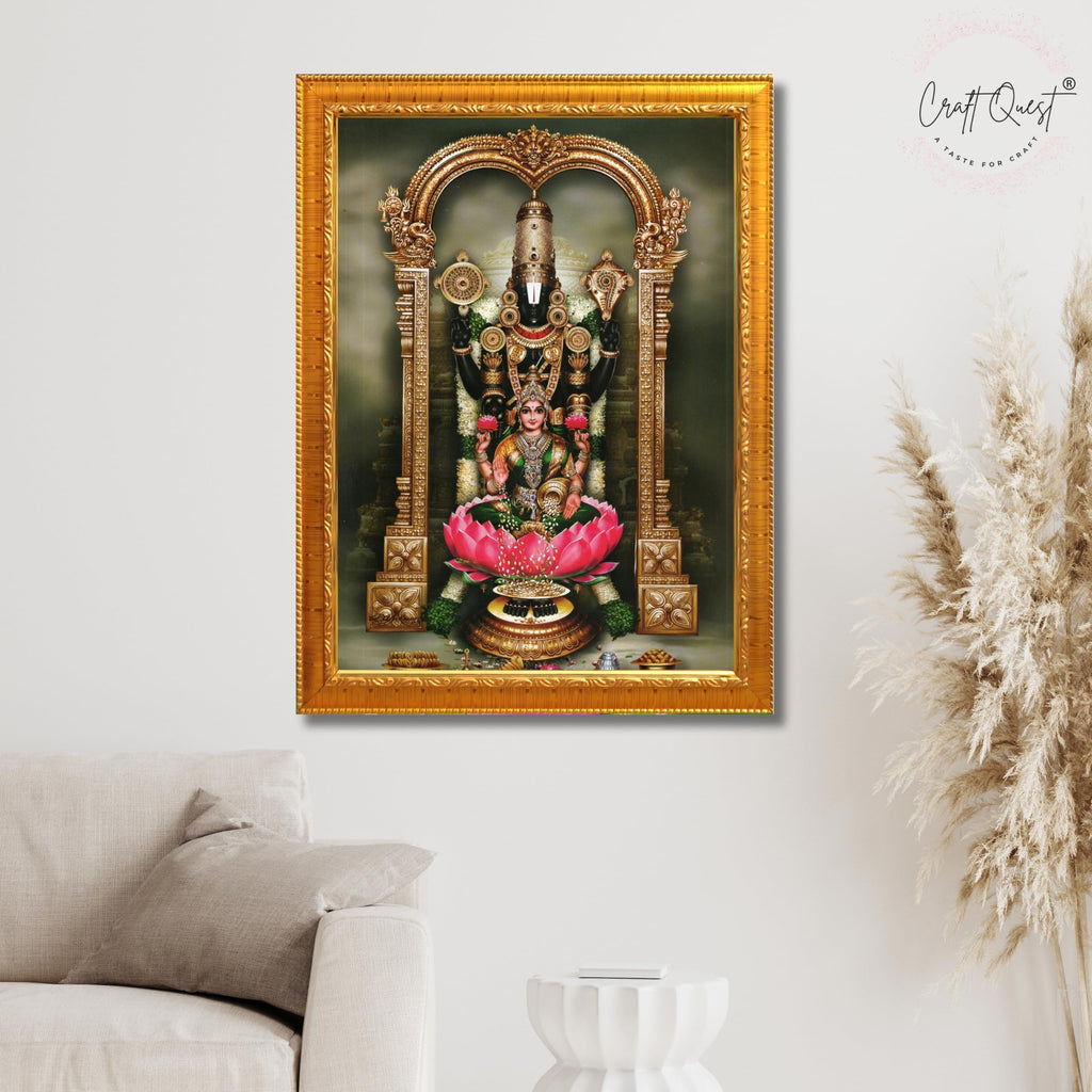 CRAFT QUEST Balaji Venkateshwara Tirupati Balaji Lakshmi venkateshwer Swamy Wall Photo Frame For Home, Temple, Pooja, Wall Décor Item