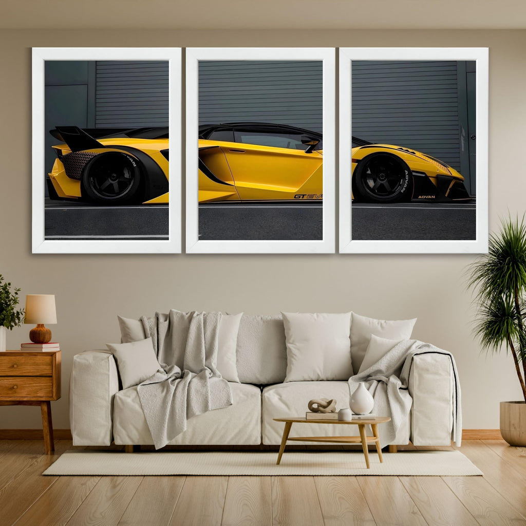 VENUXE ARTS Set Of 3 Big Sports Cars Framed Posters Gift Items for Boys Room Wall Decoration Bedroom Living Room Office Studio Décor | Car Poster Frame for Wall Décor