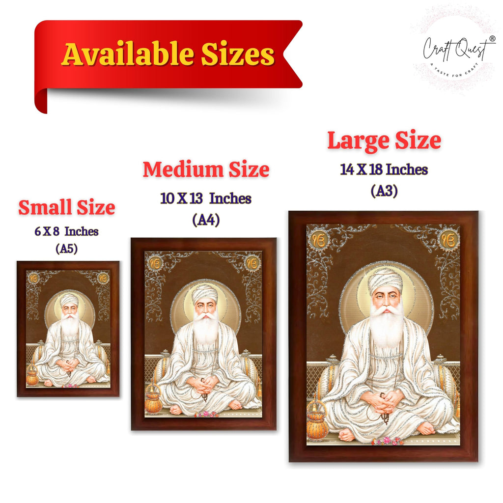CRAFT QUEST Satnam Waheguru Ji Photo Frame Sikh Guru Photo for Home Decor Religious Painting Decorative Artwork Gift Frame