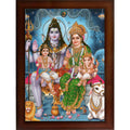 CRAFT QUEST Shiv Parivar (Shiv Shankar, Maa Parvati, Ganesh and Kartikey) Religious Synthetic Photo Frame Sparkle Coated for Pooja (14 X 10 inch, Multicolour)
