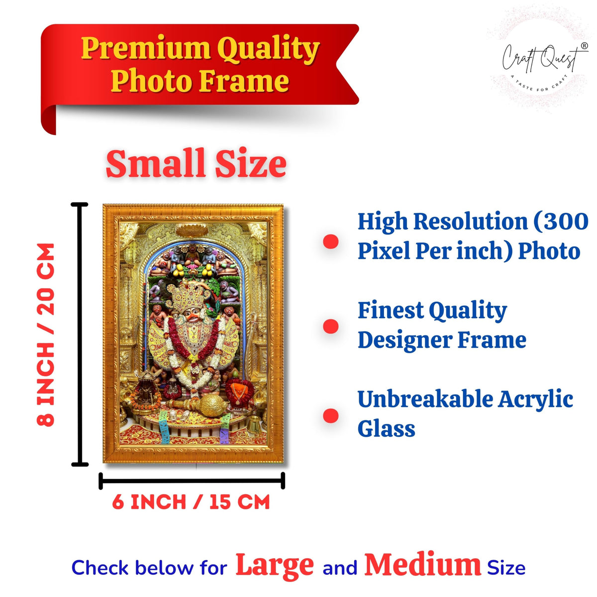 CRAFT QUEST Shree Kashtabhanjan Dev Hanumanji Salangpur Photo Frame Synthetic, Wall hangings