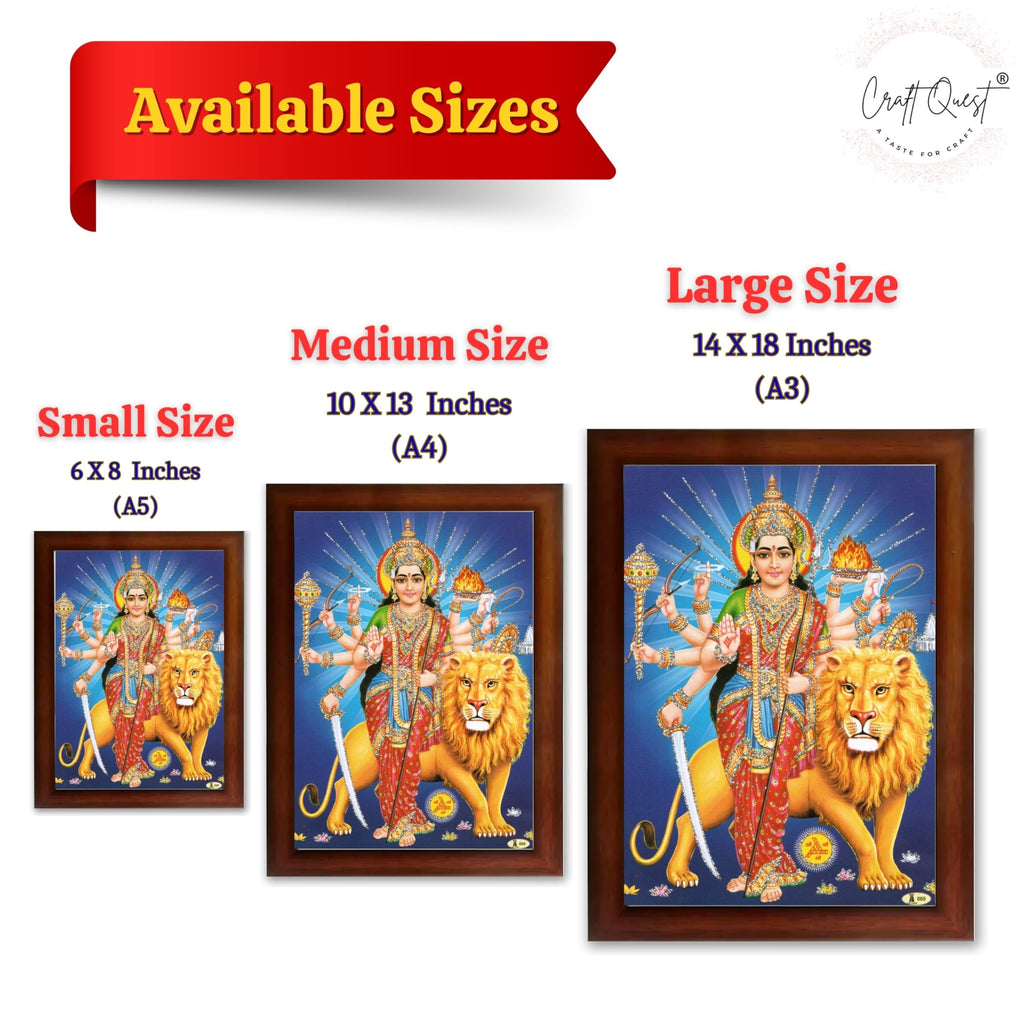 CRAFT QUEST Durga Maa MataJi Goddess Navdurga Wall Painting Framed Home and Pooja Décor