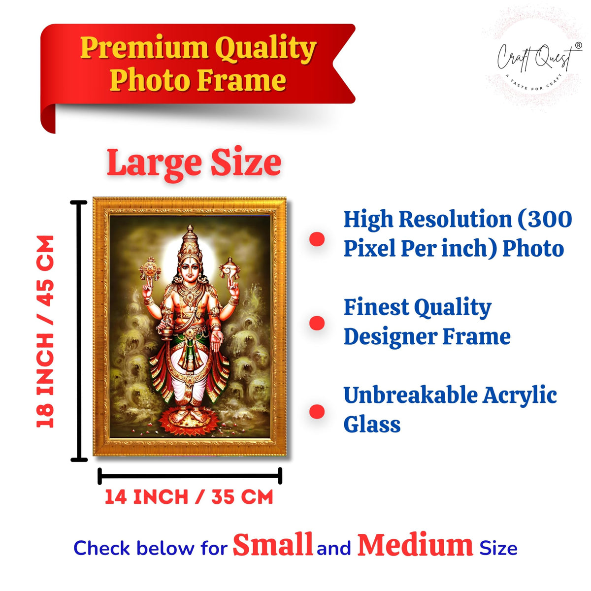 CRAFT QUEST Lord Dhanvantari Dhanwantri Wall Photo Framed For Home, Pooja, Temple, Gift, Wall Décor Item