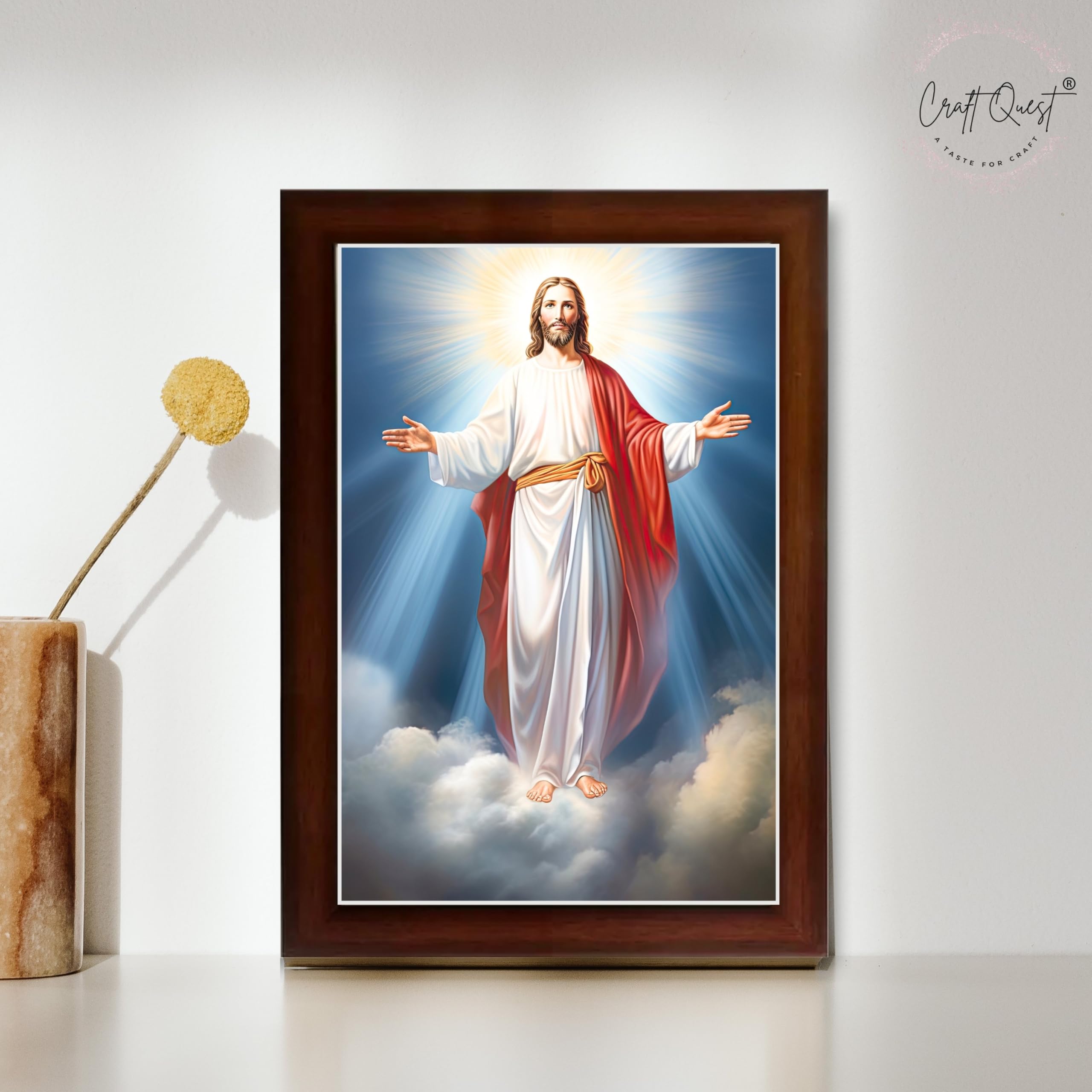 CRAFT QUEST Jesus Christ Wall Artwork Photo Frame Spiritual Christian Wall Décor Item for Room and Prayer