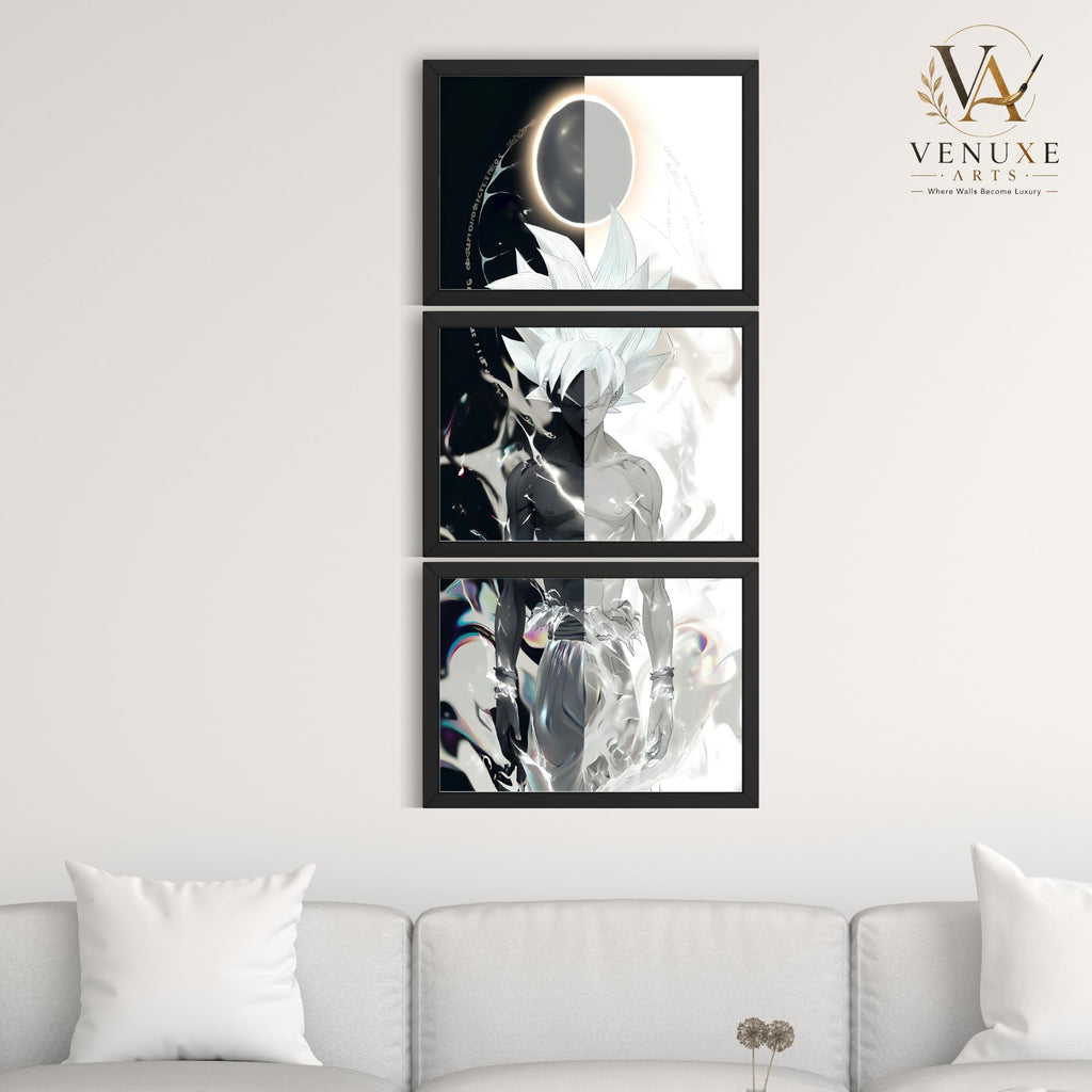VENUXE ARTS Set Of 3 Anime Characters Wall Framed |Anime Characters Framed Poster for Living Room Bedroom Gaming Room Studio Wall Decor