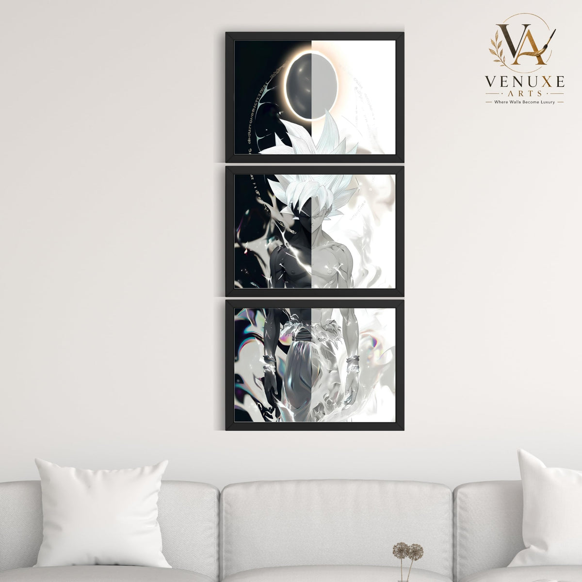 VENUXE ARTS Set Of 3 Anime Characters Wall Framed |Anime Characters Framed Poster for Living Room Bedroom Gaming Room Studio Wall Decor