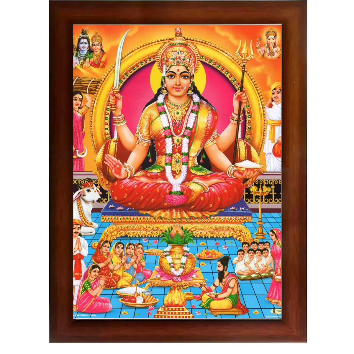 CRAFT QUEST Santoshi MataJi Color Photo Frame for Home Temple and Devotional Décor Item