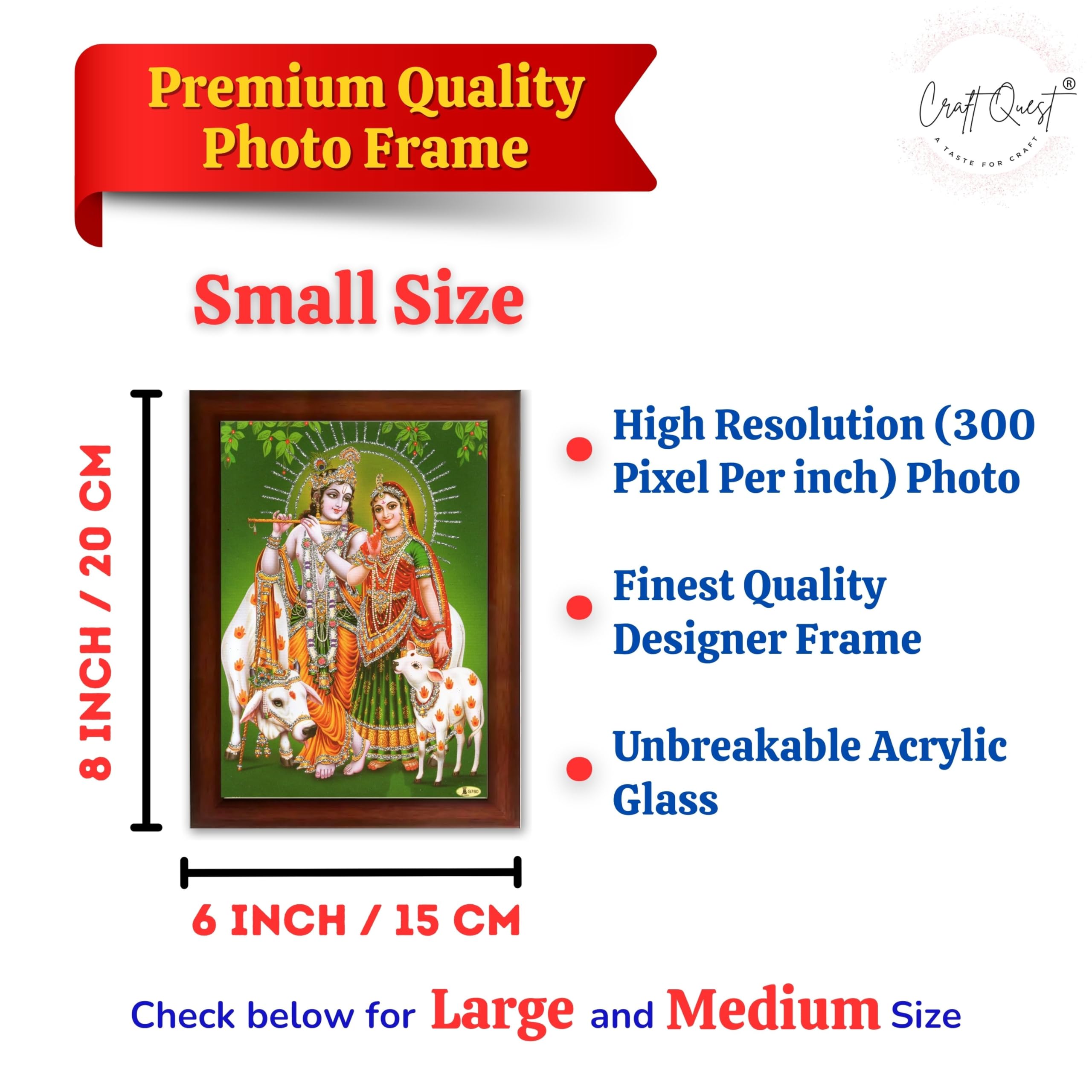 CRAFT QUEST Radha Krishna Flute Painting With Frame Wall Paintings for Living Room, Bedroom, Office Décor