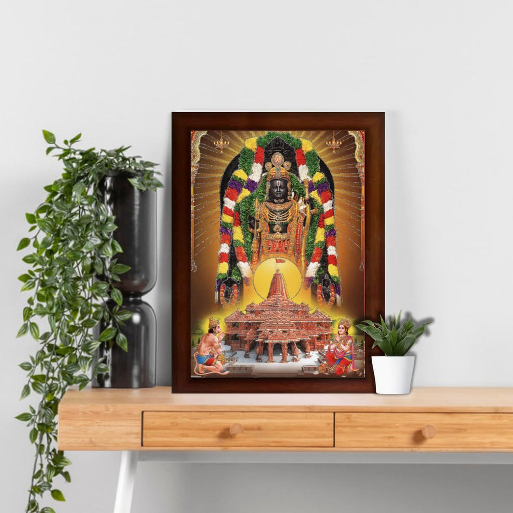 CRAFT QUEST Shree Ram lalla Ayodhya Sparkle Coated Framed with Acrylic glass, Home Decorative Gift Item Painting (14 X 10 Inches, Multicolour,Religious) RD1013-510
