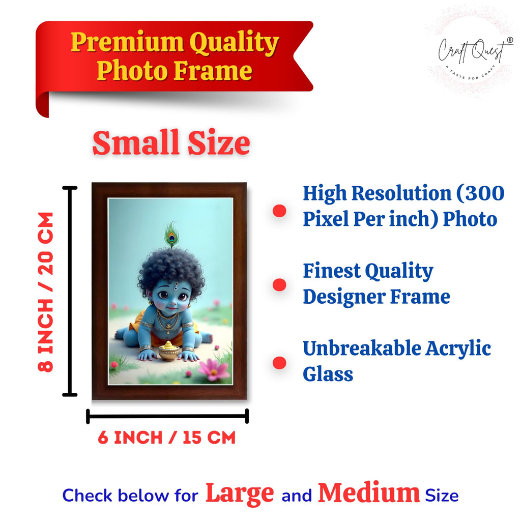 CRAFT QUEST Bal Gopal Painting | Krishna Photo Frames for Walls, Home, Bedroom, Living Room and Home Decor