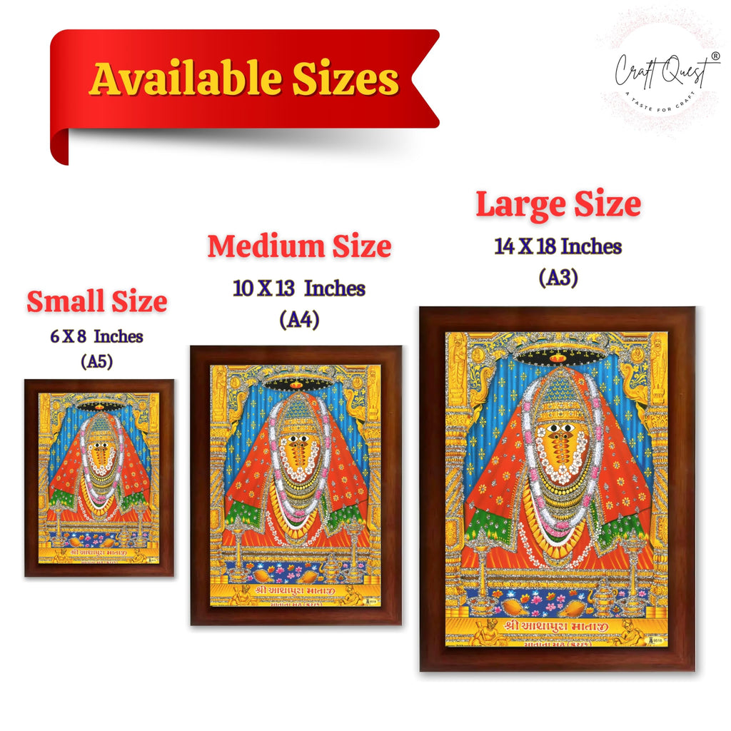 CRAFT QUEST Ashapura Maa Mata Ji Shri Nadol Mataji Wall Painting For Home Decor wooden framed