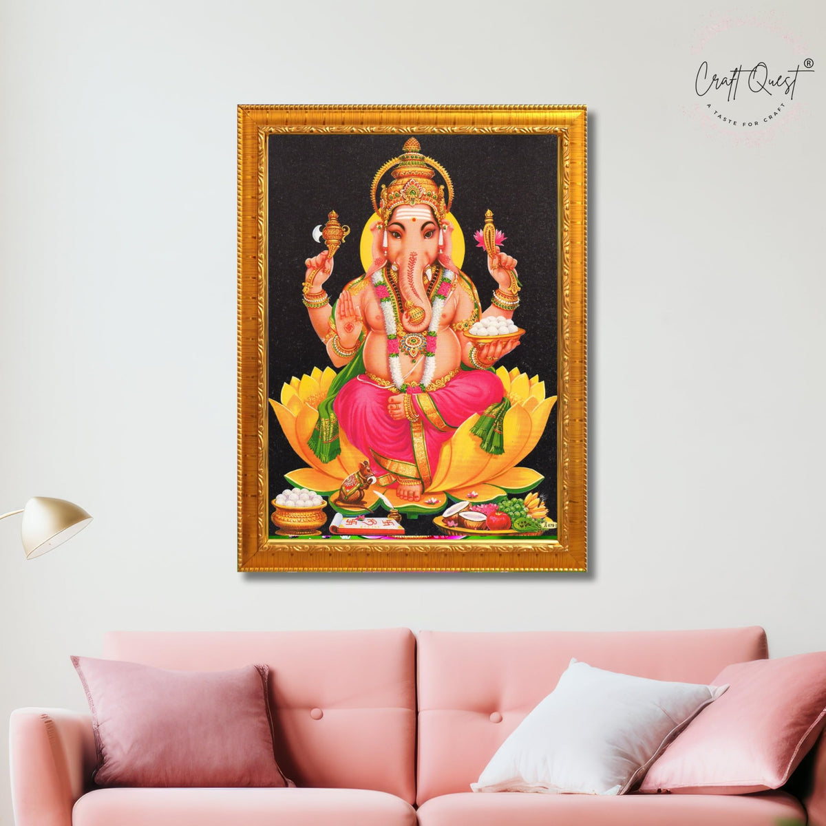 CRAFT QUEST Lord Ganesha Ganpati ji Modern Wall Painting With Frame For Home and Office Decor,