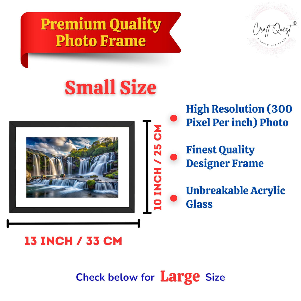 CRAFT QUEST Vastu Waterfall Landscape Scenery Photo Frame With Acrylic Sheet | Living Room, Bedroom | Home Decoration | Best Gifting Option