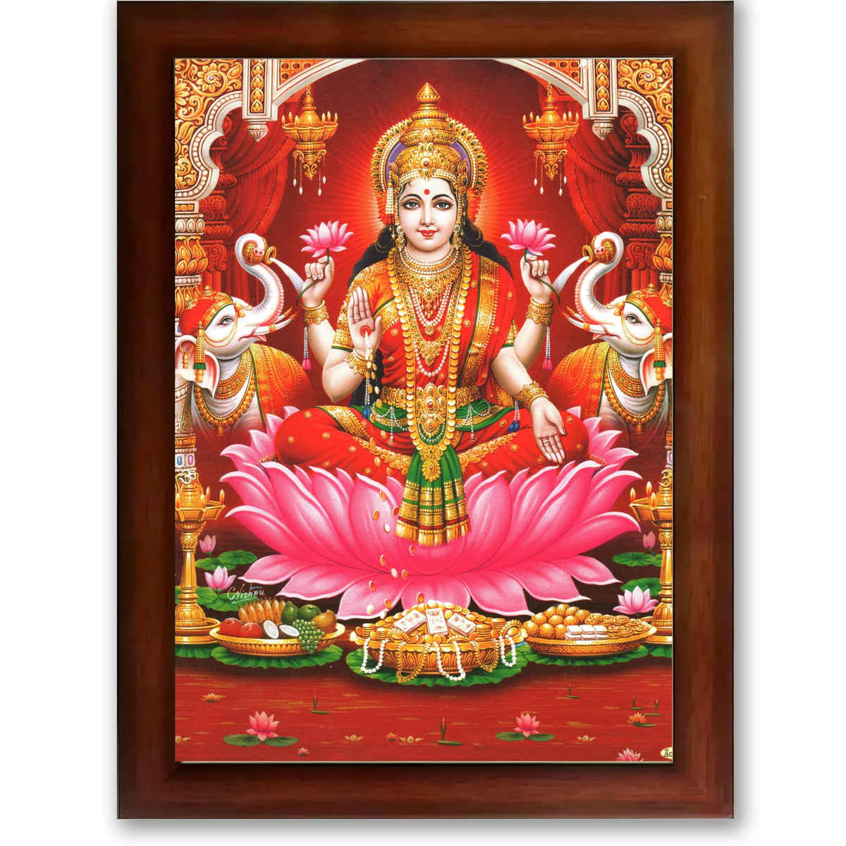 CRAFT QUEST Goddess Lakshmi Devi Dhana Vaibhav Laxmi Maa Wall Painting Frame Home Decor