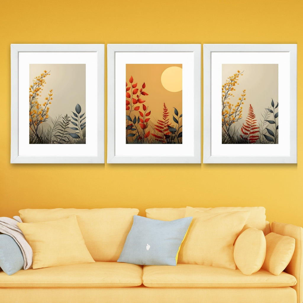 CRAFT QUEST Wall Art Decor Paintings | Set of 3 FLORAL Wall Art Frames for Home Decoration | Ideal for Living Room, Bedroom & Offices